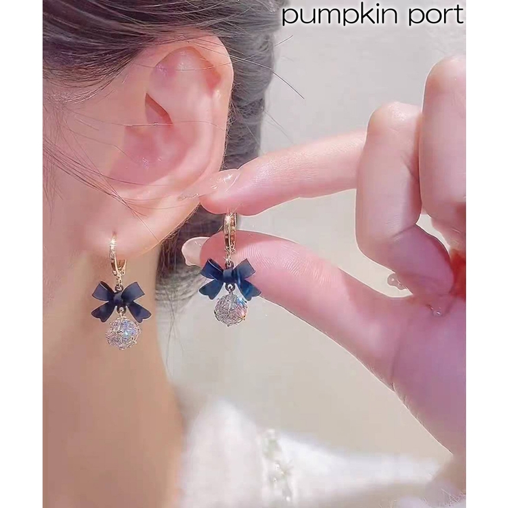 ブラックリボン×ビジューピアス（両耳用） | Pumpkin  Port | 詳細画像1 
