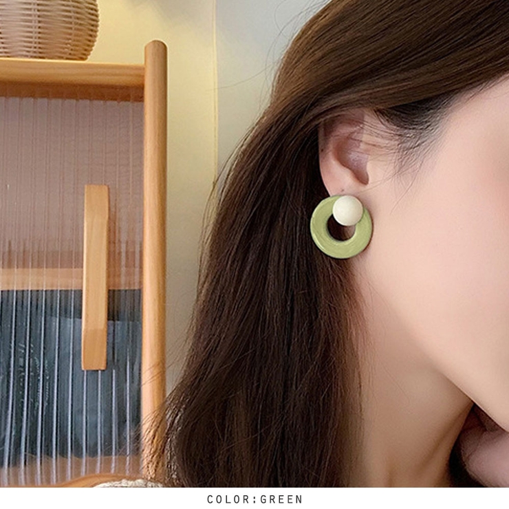 バイカラーサークルモチーフイヤリング | RAKUku | 詳細画像4 