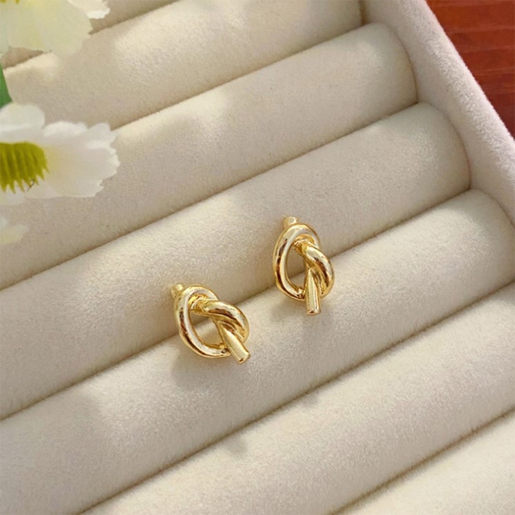 ゴールド | ねじれ 結び フープピアス 華やか ゴルドー 韓国風 | RAKUku