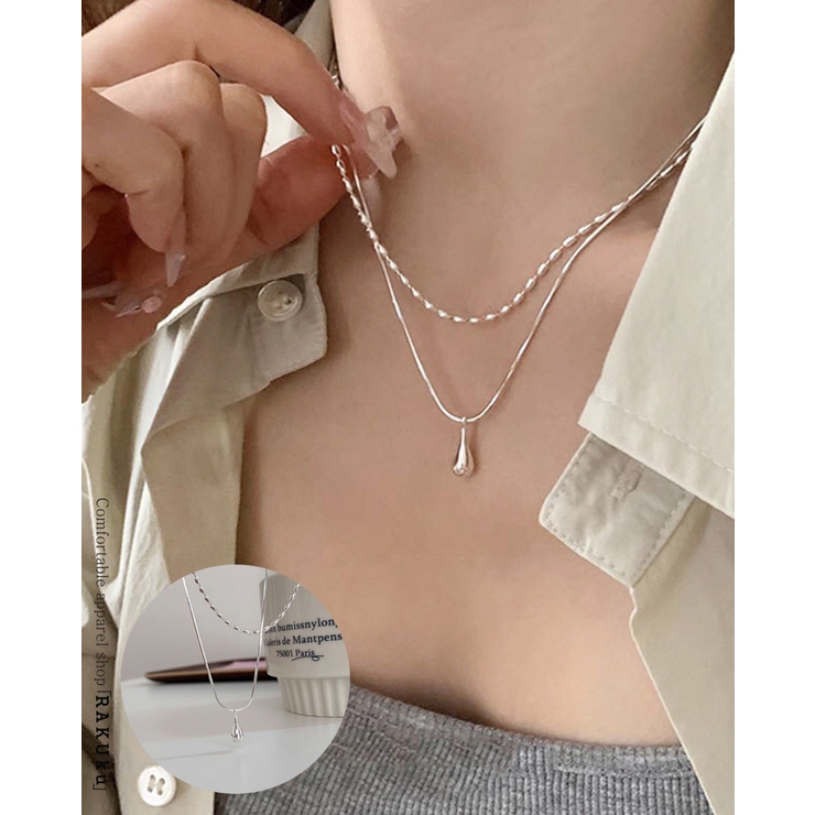 2連ネックレス 2重 ダブル しずく ボールチェーン | RAKUku | 詳細画像1 