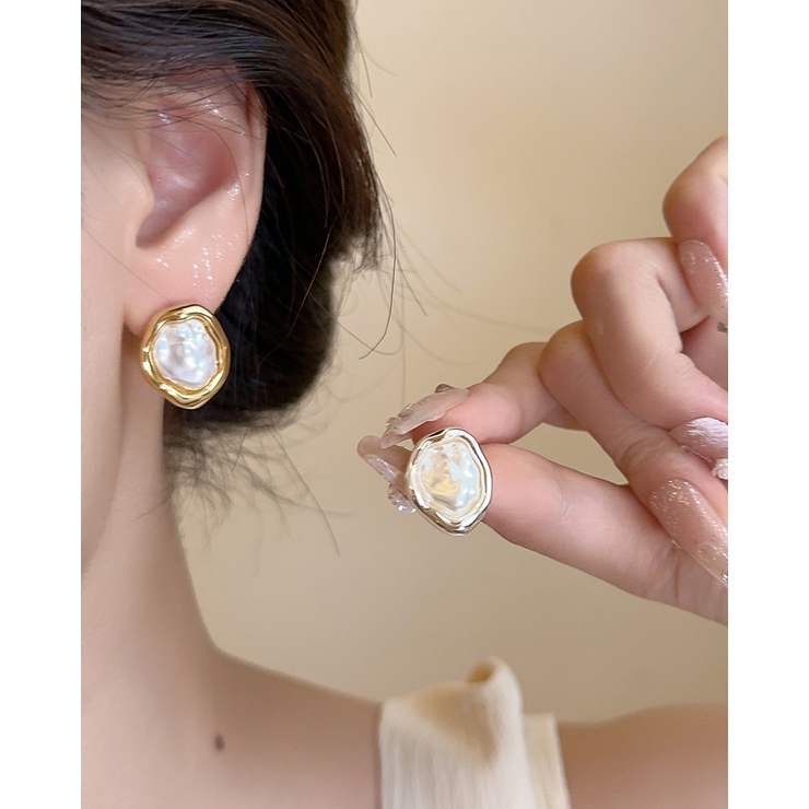 フレームフェイクパールピアス ゴールドフレーム シルバーフレーム  | RAKUku | 詳細画像4 