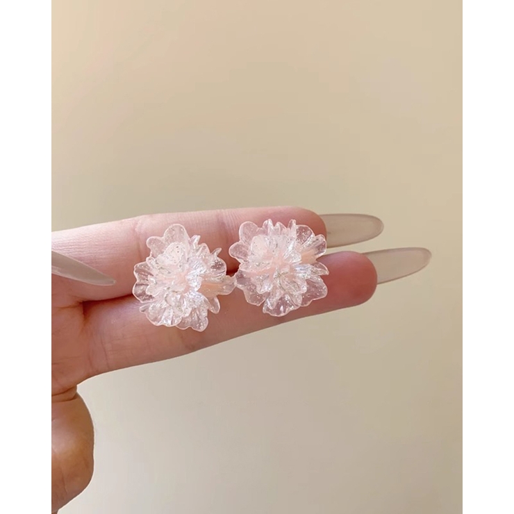 オレンジ | クリアフラワーピアス 両耳用 | RAKUku