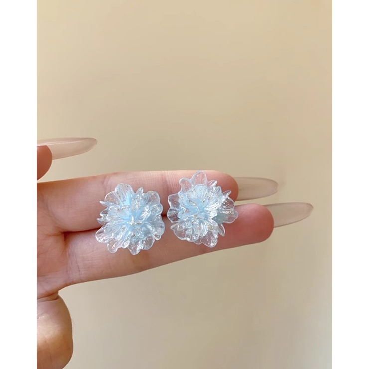 ライトブルー | クリアフラワーピアス 両耳用 | RAKUku