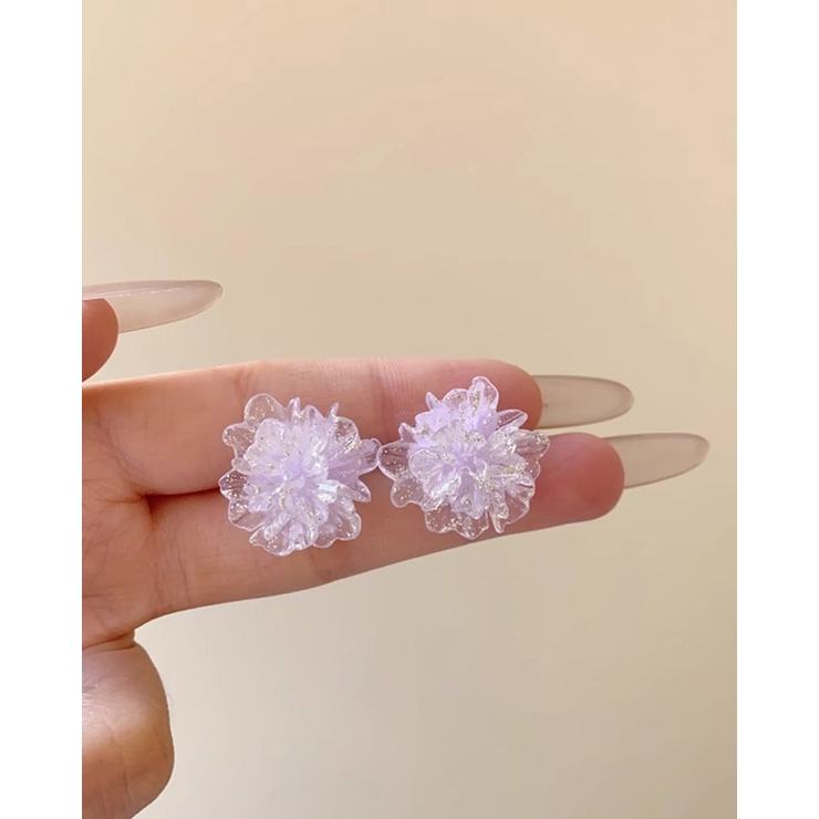 パープル | クリアフラワーピアス 両耳用 | RAKUku