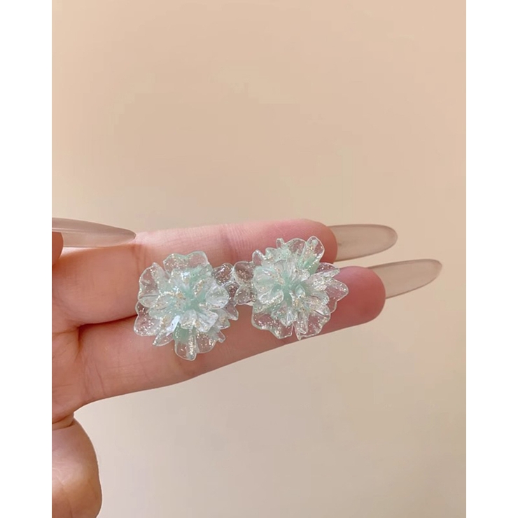 ライトグリーン | クリアフラワーピアス 両耳用 | RAKUku