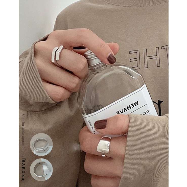 クロスオーバー アシメントリー オープンリング シルバーリング | RAKUku | 詳細画像1 