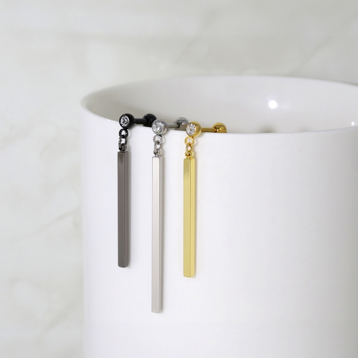 軟骨ピアス シンプルバージュエルロングバー棒揺れるスタイリッシュ ボディピアス | ボディピアス専門店凛RIN | 詳細画像3 
