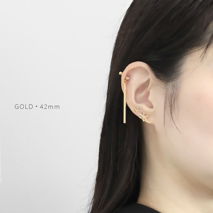 軟骨ピアス シンプルバージュエルロングバー棒揺れるスタイリッシュ ボディピアス | ボディピアス専門店凛RIN | 詳細画像6 