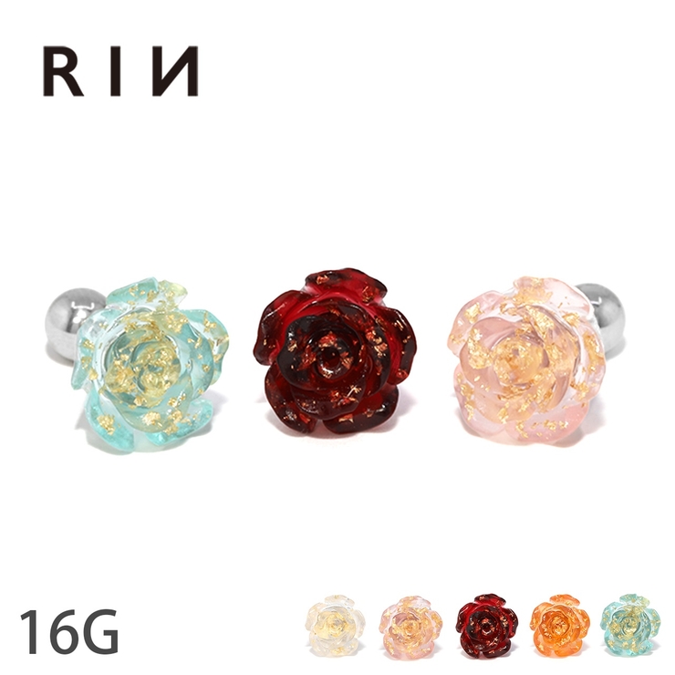 軟骨ピアス バラローズグリッターキラキラ 薔薇ストレートバーベル | ボディピアス専門店凛RIN | 詳細画像1 