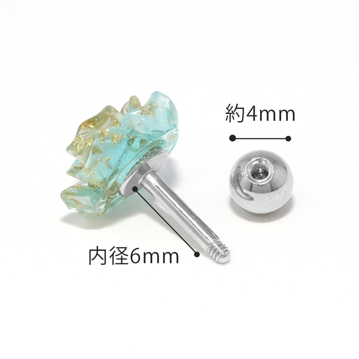 軟骨ピアス バラローズグリッターキラキラ 薔薇ストレートバーベル | ボディピアス専門店凛RIN | 詳細画像11 