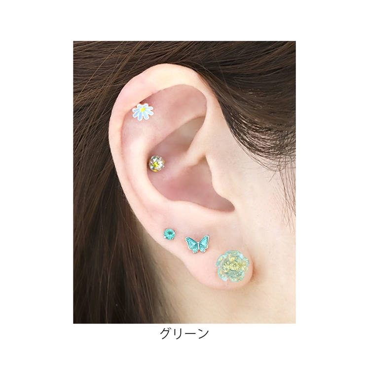 軟骨ピアス バラローズグリッターキラキラ 薔薇ストレートバーベル | ボディピアス専門店凛RIN | 詳細画像6 