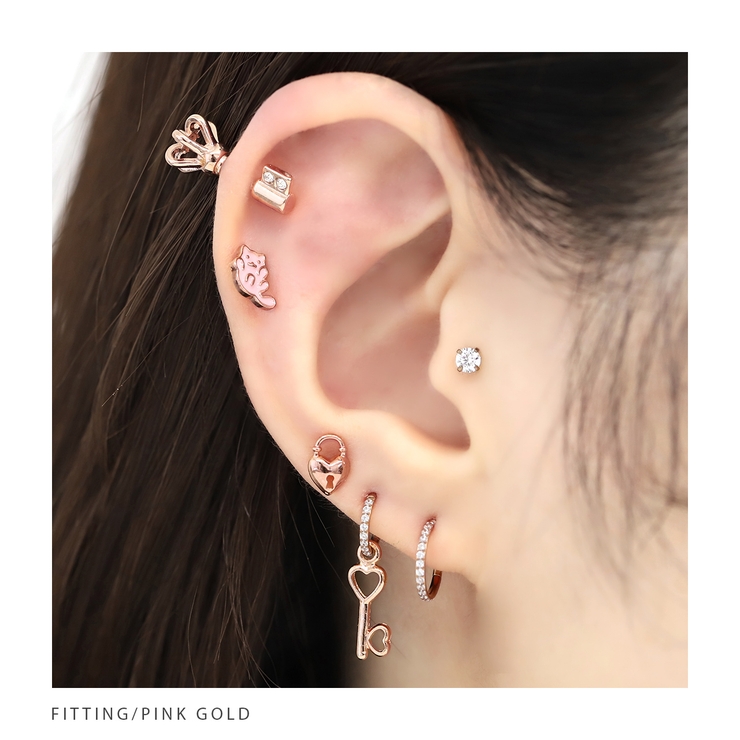 【さとみん♪】ピアスおまとめ4点 ボディピアス 鍵 ハート[品番：RINA0000181]｜ボディピアス専門