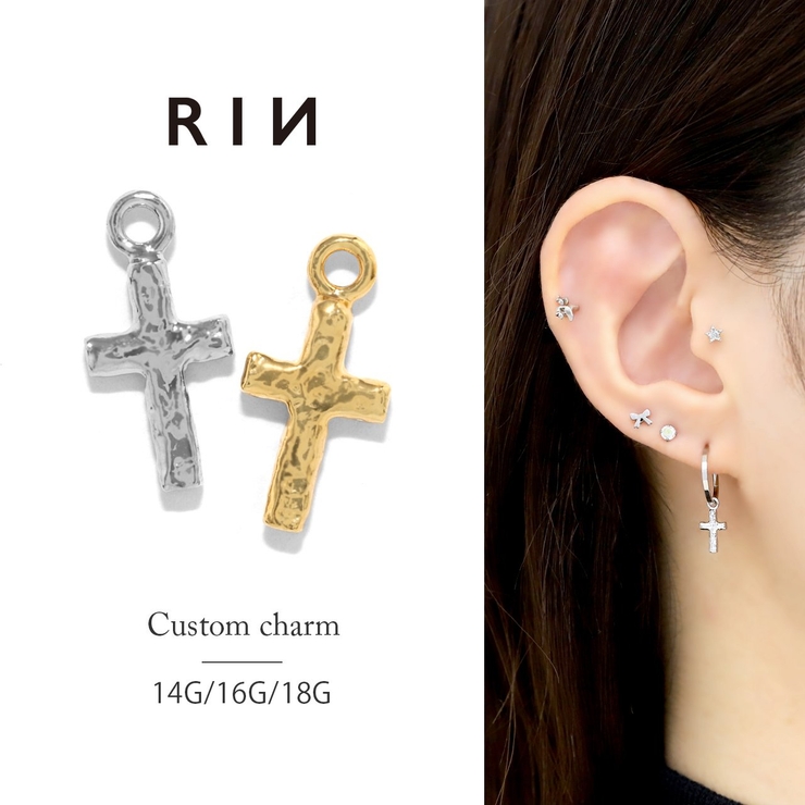 軟骨ピアスチャームボディピアス クロス十字架シルバー ゴールド[品番
