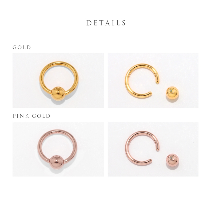 軟骨ピアス 24金ピンクゴールドK24K18PGコーティングリングボール ボディ… | ボディピアス専門店凛RIN | 詳細画像14 