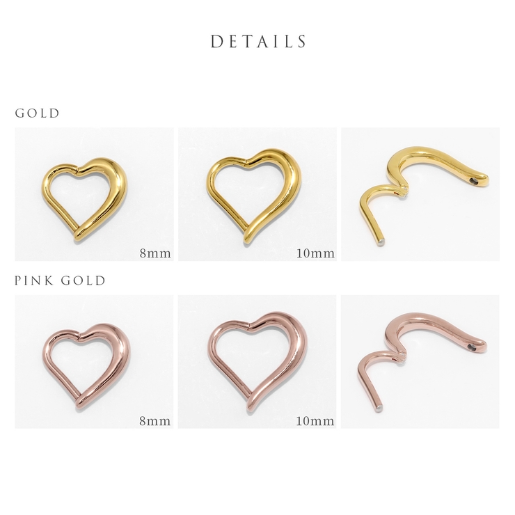 軟骨ピアス ハートワンタッチ セグメントクリッカー24金ピンクゴールド | ボディピアス専門店凛RIN | 詳細画像13 