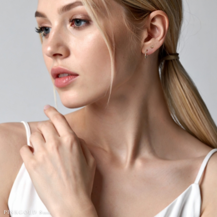 ピアスフープ ドロップワンタッチピアス シンプルK24PG | ボディピアス専門店凛RIN | 詳細画像14 