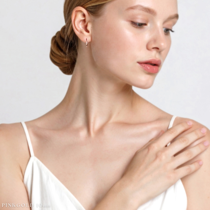 ピアスフープ ドロップワンタッチピアス シンプルK24PG | ボディピアス専門店凛RIN | 詳細画像7 