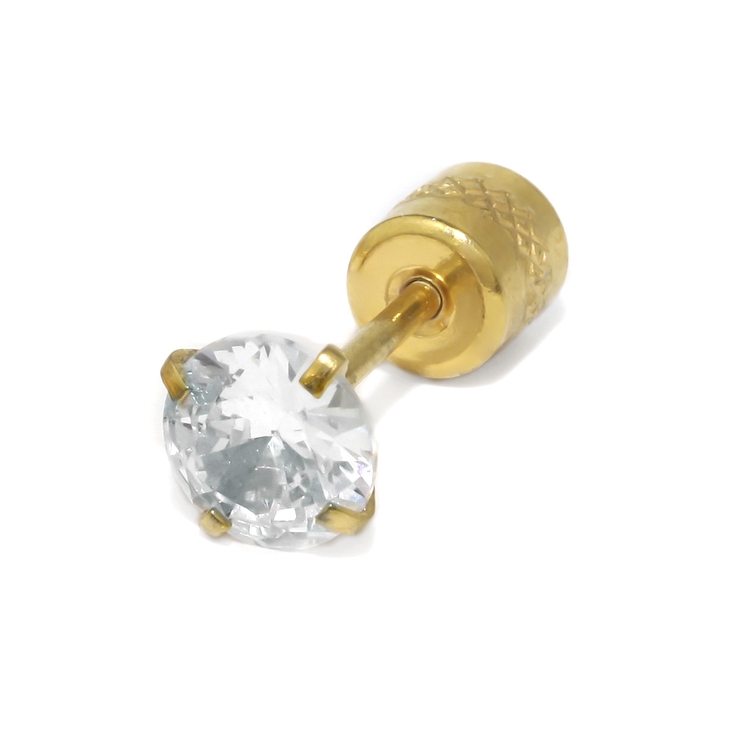 ゴールド・クリア | 軟骨ピアス ジュエルストーンキュービックジルコニア リバーシブル上品 | ボディピアス専門店凛RIN