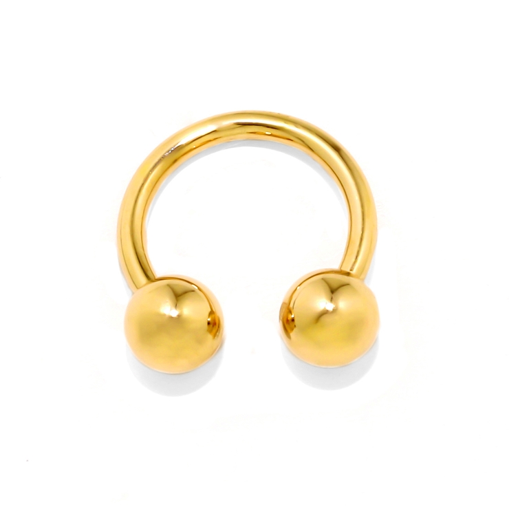 ゴールド | 軟骨ピアス サーキュラーバーベルハーフフープシンプル上品24K18KPGコーティ… | ボディピアス専門店凛RIN