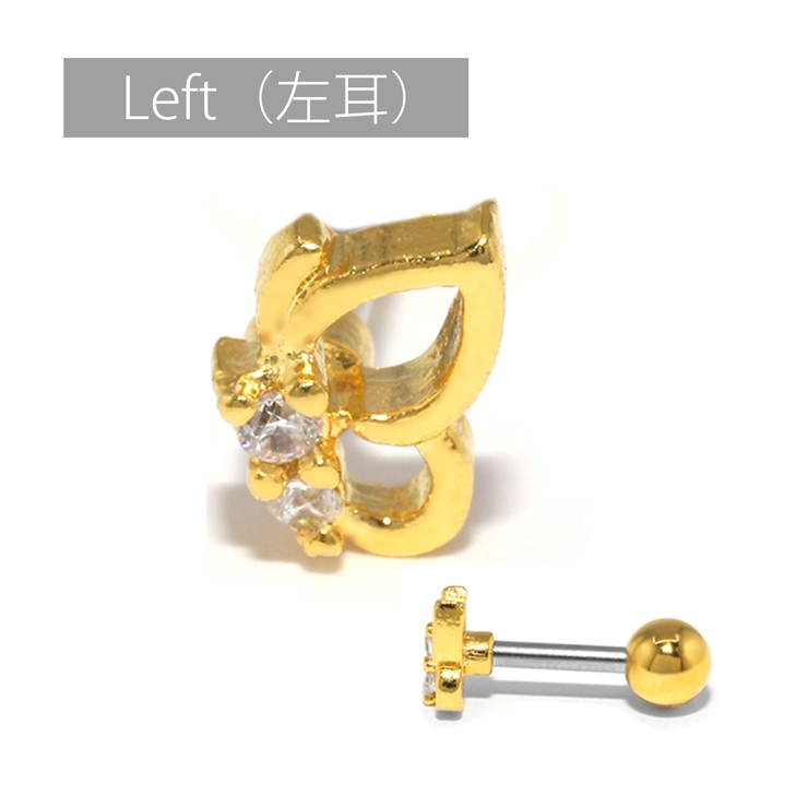 ゴールド・Left(左耳) | 軟骨ピアス 蝶ちょうちょジュエルバタフライ ストレートバーベル | ボディピアス専門店凛RIN