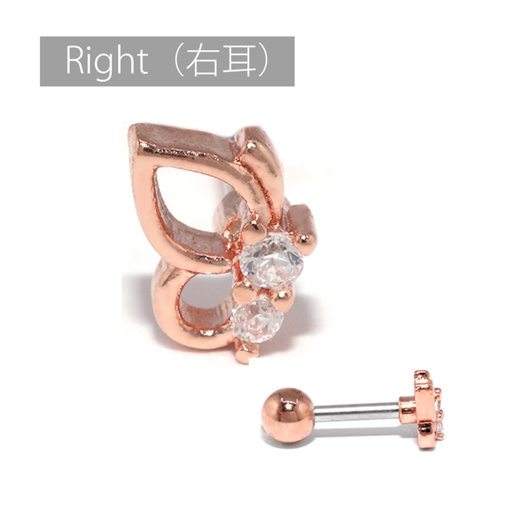 ピンクゴールド・Right(右耳) | 軟骨ピアス 蝶ちょうちょジュエルバタフライ ストレートバーベル | ボディピアス専門店凛RIN