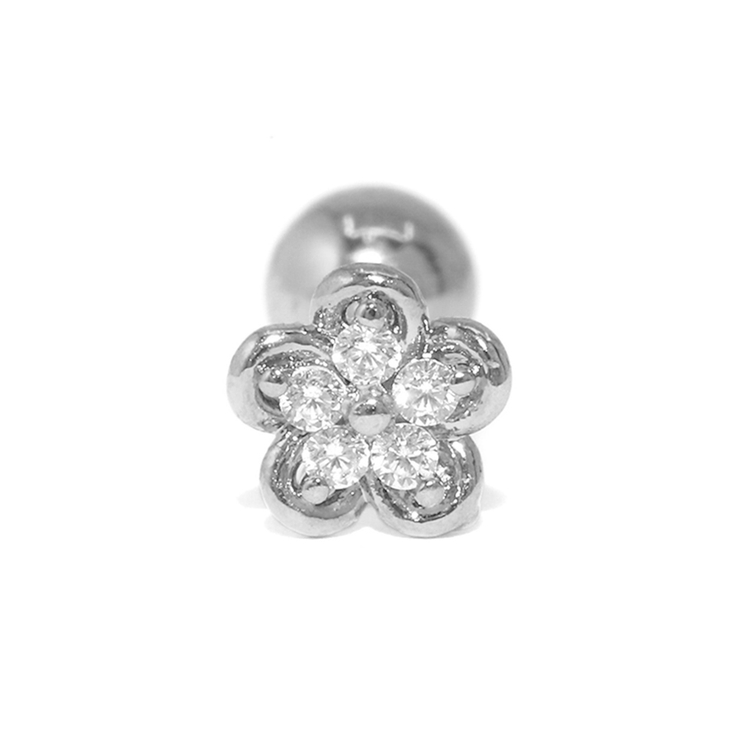 軟骨ピアス 花かわいい フラワージュエルキュービックジルコニア