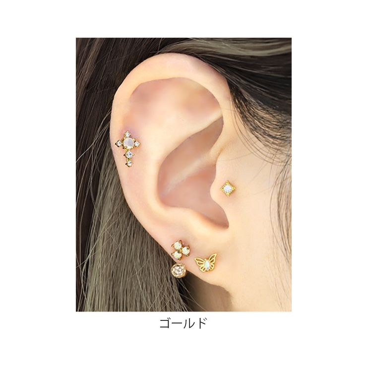 【M様　オーダー専用】りんどうピアス+蝶ピアス 軟骨ピアス ちょうちょ 蝶[品番：RINA0001699]｜ボディピアス