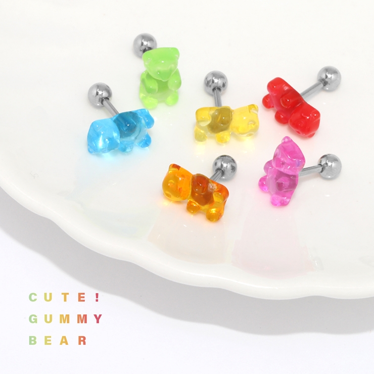 軟骨ピアス グミベアくまベアbear ポップかわいいキャンディカラー