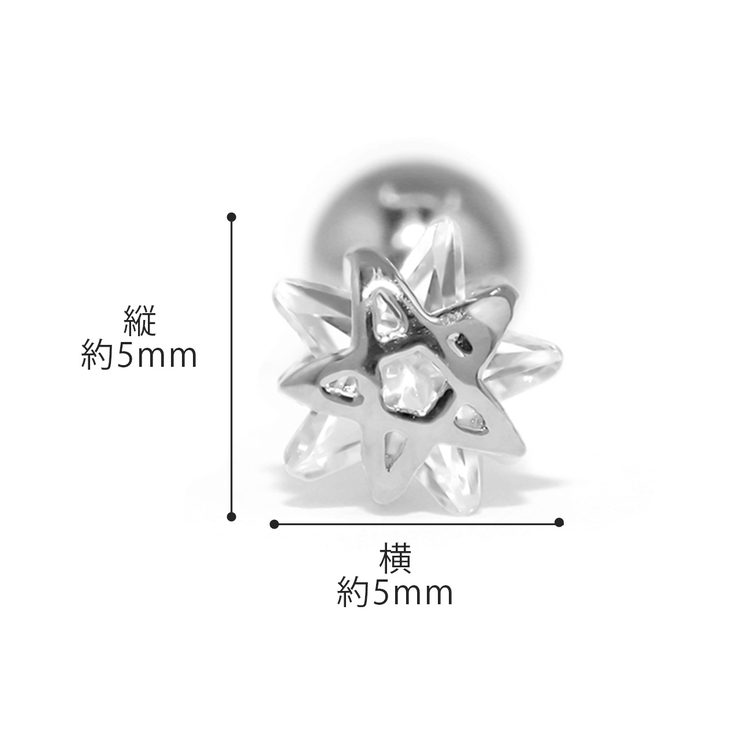 軟骨ピアス ジュエルスター星 レイヤードキュービックジルコニア