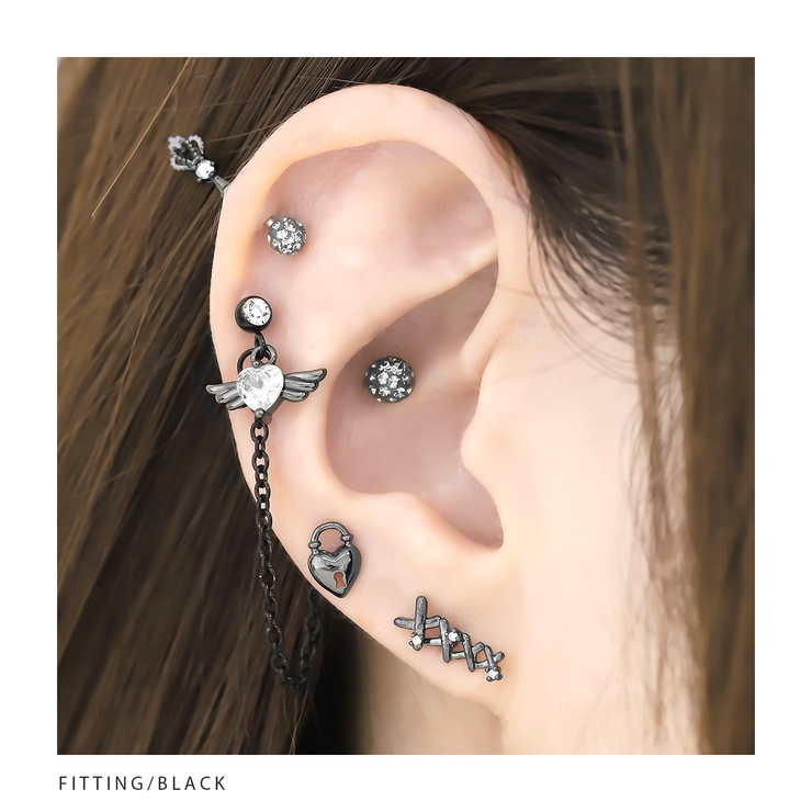 軟骨ピアスハート南京錠 鍵錠前ロックかわいい ストレートバーベルボディピアス | ボディピアス専門店凛RIN | 詳細画像6