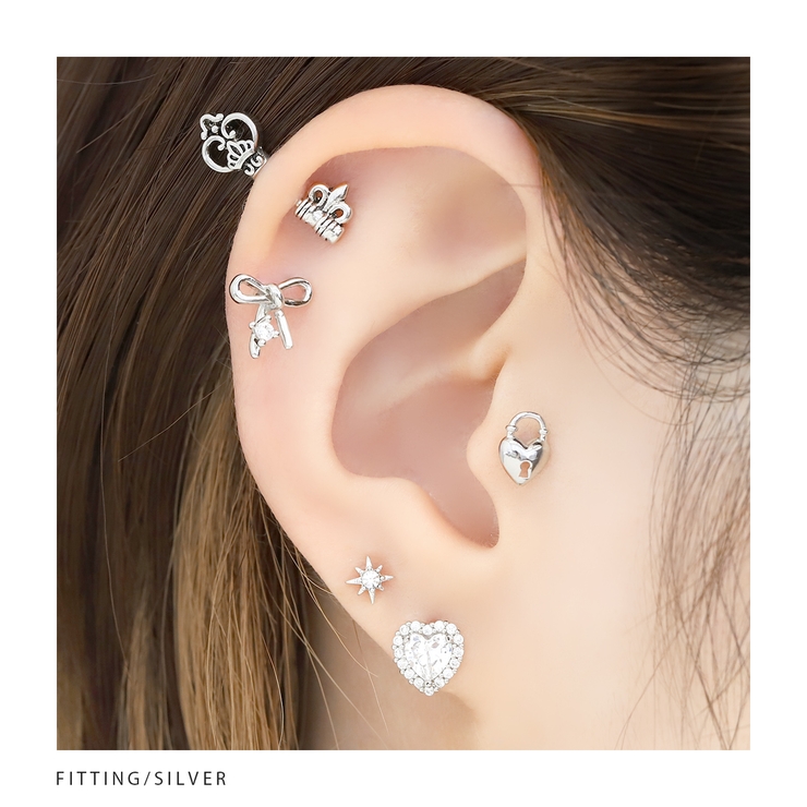 軟骨ピアスハート南京錠 鍵錠前ロックかわいい ストレートバーベルボディピアス | ボディピアス専門店凛RIN | 詳細画像7