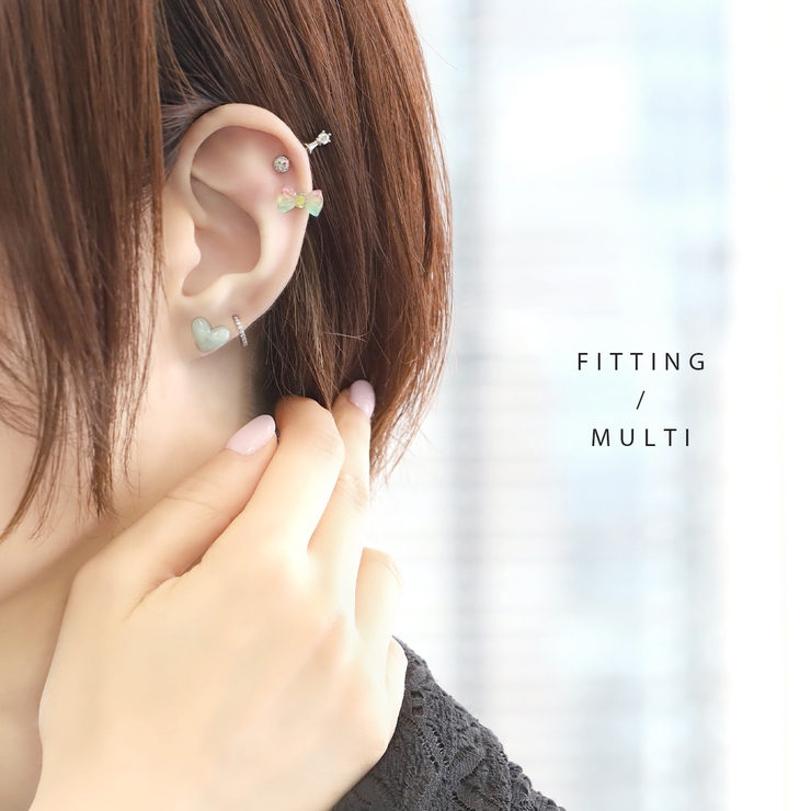軟骨ピアス リボングラデーションカラーシアー カラフル虹色海色アクリル | ボディピアス専門店凛RIN | 詳細画像4 