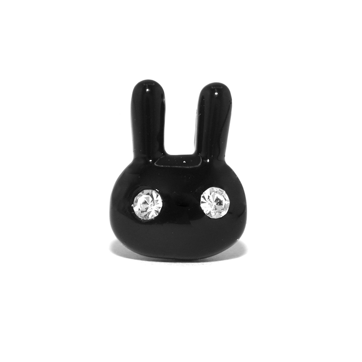 ブラック | 軟骨ピアスかわいい うさぎラビット クールおめめキラキラストレートバーベルボディ… | ボディピアス専門店凛RIN