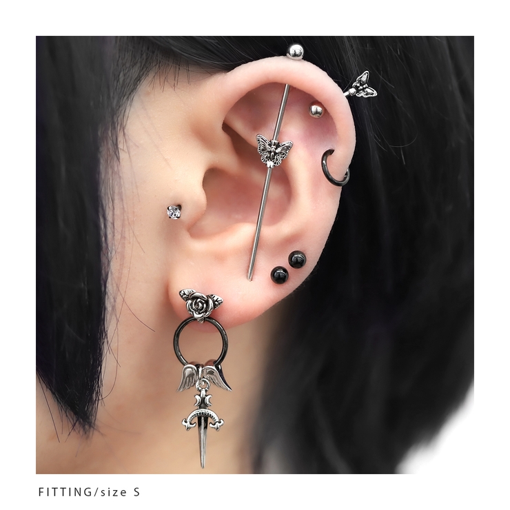 軟骨ピアスアンテナヘリックス 蝶バタフライ サージカルステンレス | ボディピアス専門店凛RIN | 詳細画像5 