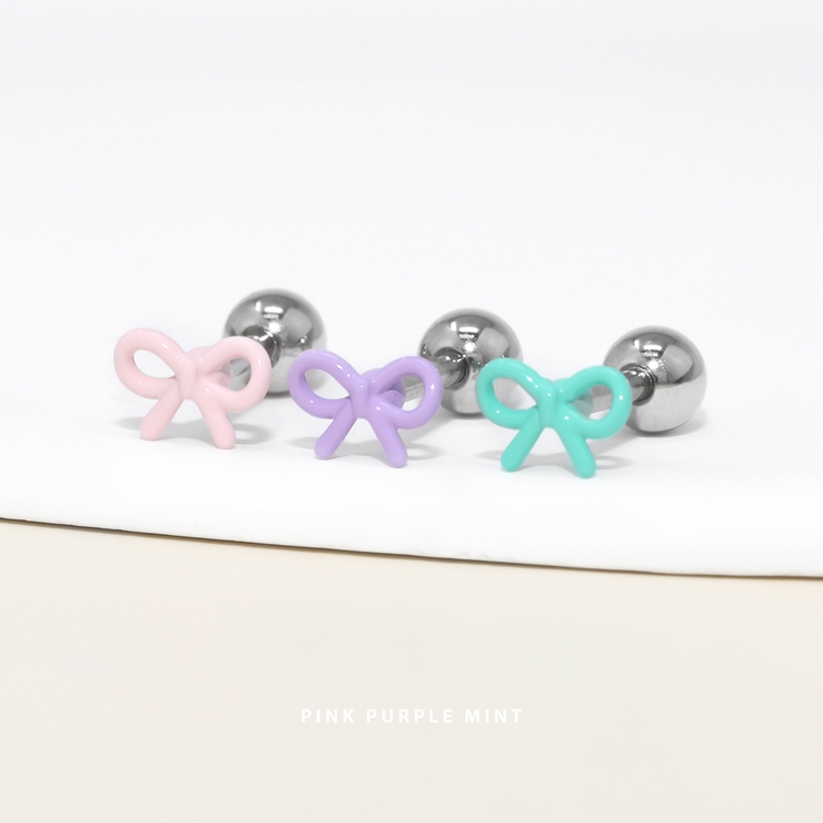 軟骨ピアス リボン小さめかわいい オシャレカラフルストレートバーベル | ボディピアス専門店凛RIN | 詳細画像3 