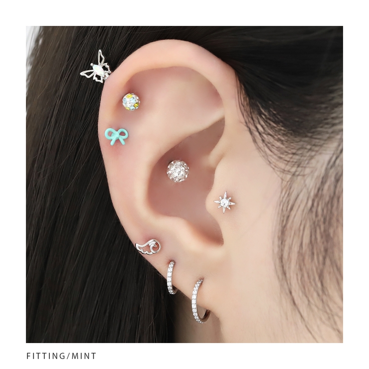 軟骨ピアス リボン小さめかわいい オシャレカラフルストレートバーベル | ボディピアス専門店凛RIN | 詳細画像8 