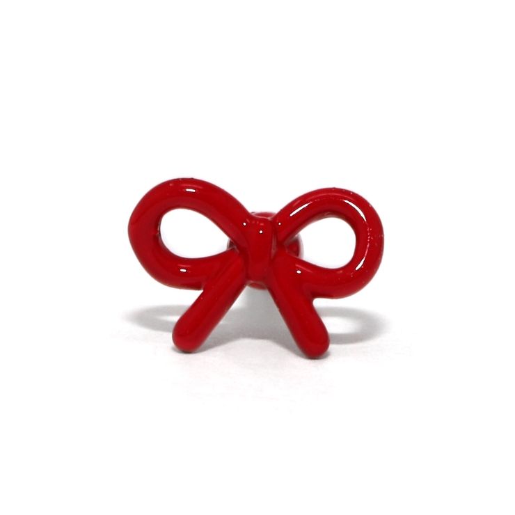 レッド | 軟骨ピアス リボン小さめかわいい オシャレカラフルストレートバーベル | ボディピアス専門店凛RIN