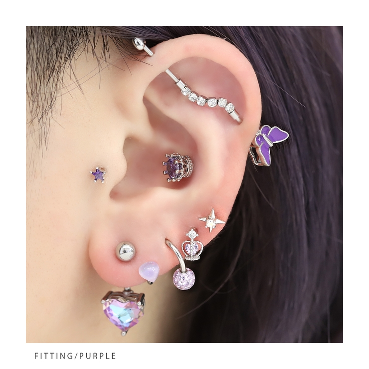 軟骨ピアスハートはーと カボションかわいい アクリルストレートバーベル | ボディピアス専門店凛RIN | 詳細画像7 