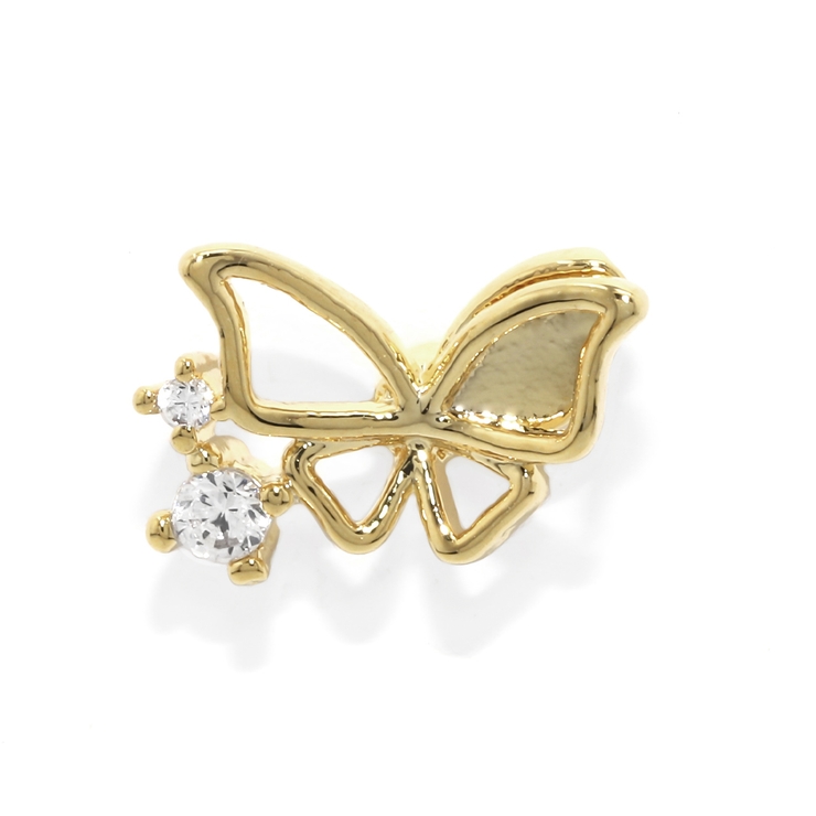 ゴールド | 軟骨ピアス 蝶々ちょうちょバタフライジュエルキュービックジルコニア ボディピアス | ボディピアス専門店凛RIN