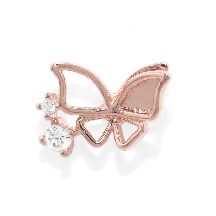 ピンクゴールド | 軟骨ピアス 蝶々ちょうちょバタフライジュエルキュービックジルコニア ボディピアス | ボディピアス専門店凛RIN