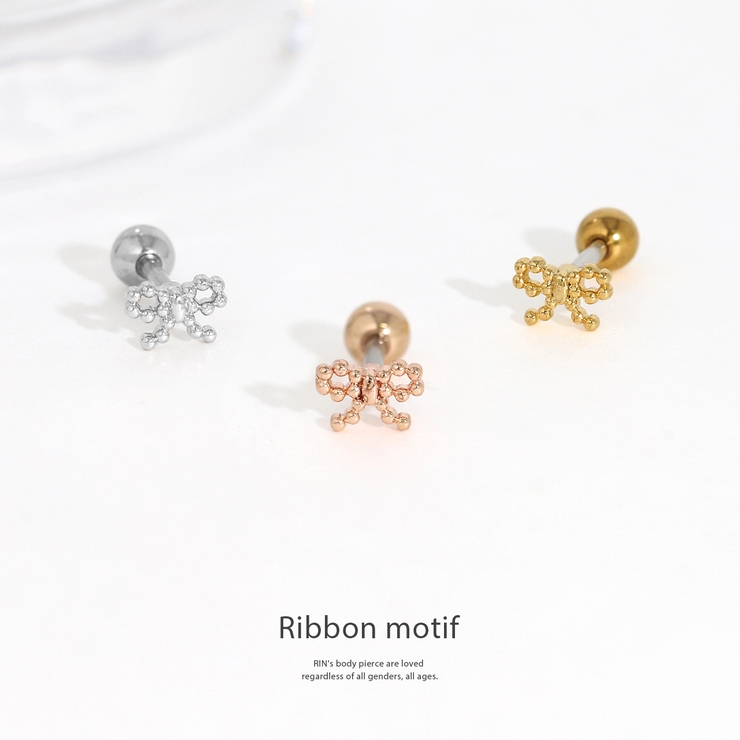 軟骨ピアス リボンバレエコア小さめ小ぶりかわいい ボディピアスストレートバーベル | ボディピアス専門店凛RIN | 詳細画像2 