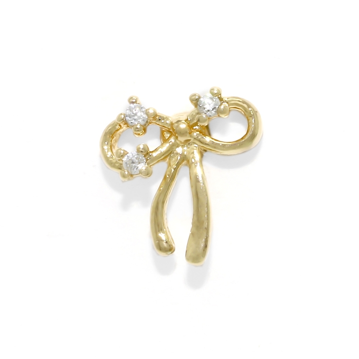 ゴールド | 軟骨ピアス リボンバレエコアジュエルキュービックジルコニア ボディピアス | ボディピアス専門店凛RIN