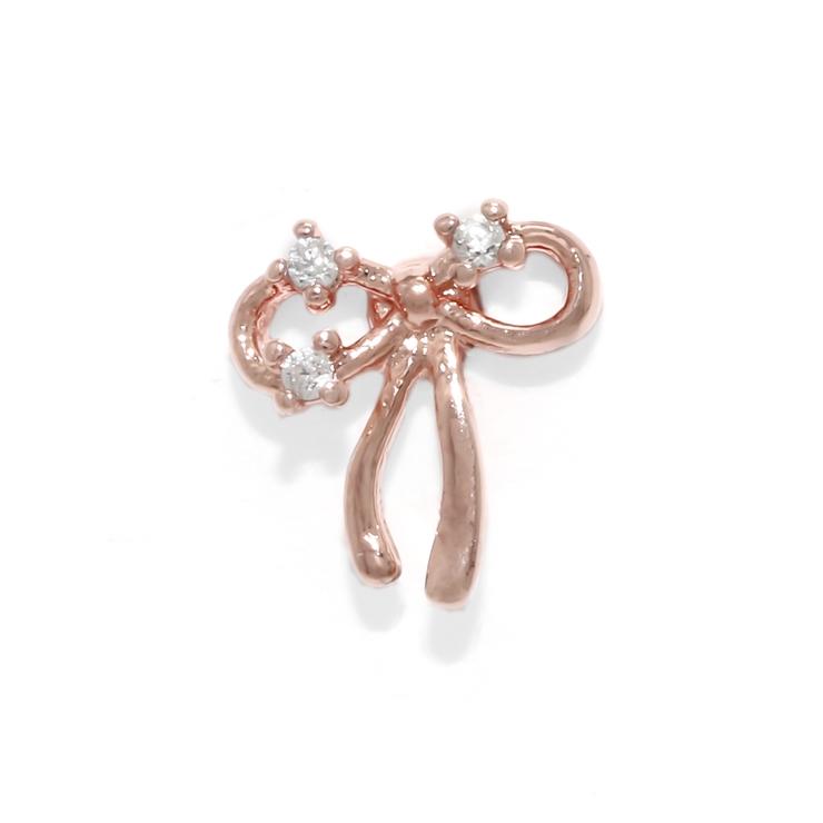 ピンクゴールド | 軟骨ピアス リボンバレエコアジュエルキュービックジルコニア ボディピアス | ボディピアス専門店凛RIN