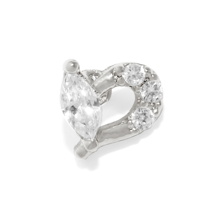 シルバー | 軟骨ピアス ハートかわいいジュエルキュービックジルコニア小ぶり ボディピアス | ボディピアス専門店凛RIN