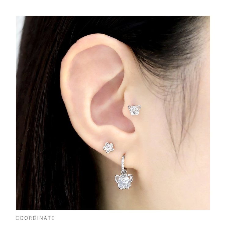 軟骨ピアス バタフライハート蝶ジュエルキラキラかわいい ボディピアス | ボディピアス専門店凛RIN | 詳細画像4 