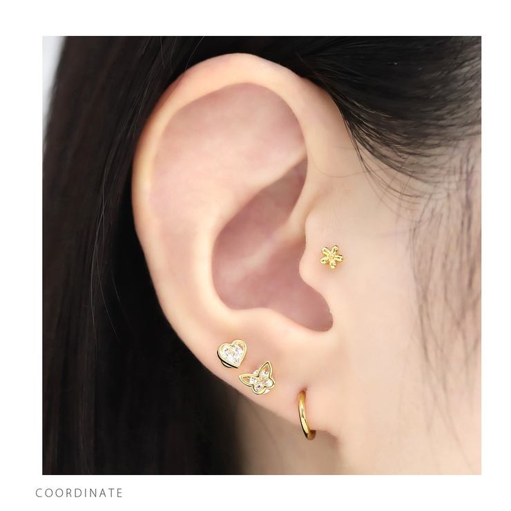 軟骨ピアス バタフライハート蝶ジュエルキラキラかわいい ボディピアス | ボディピアス専門店凛RIN | 詳細画像5 