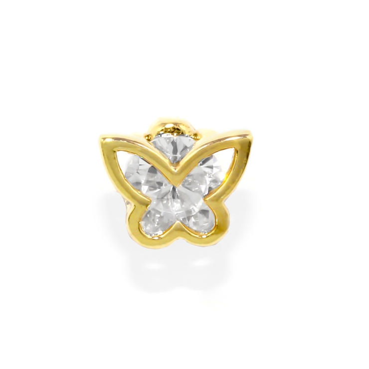 蝶・ゴールド | 軟骨ピアス バタフライハート蝶ジュエルキラキラかわいい ボディピアス | ボディピアス専門店凛RIN