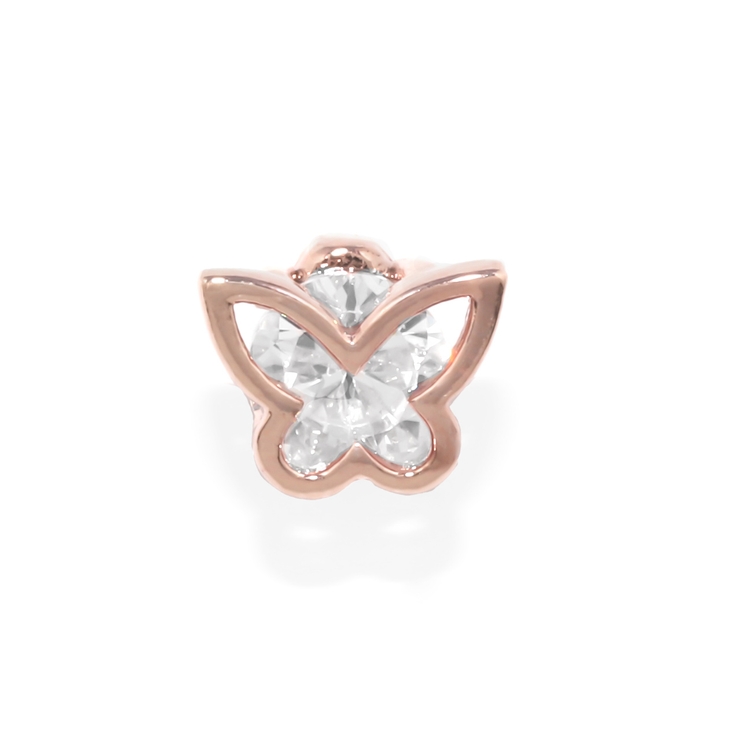 蝶・ピンクゴールド | 軟骨ピアス バタフライハート蝶ジュエルキラキラかわいい ボディピアス | ボディピアス専門店凛RIN