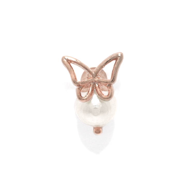 ピンクゴールド | 軟骨ピアス 蝶バタフライちょうちょパール小さめ大人カワイイ ボディピアス | ボディピアス専門店凛RIN