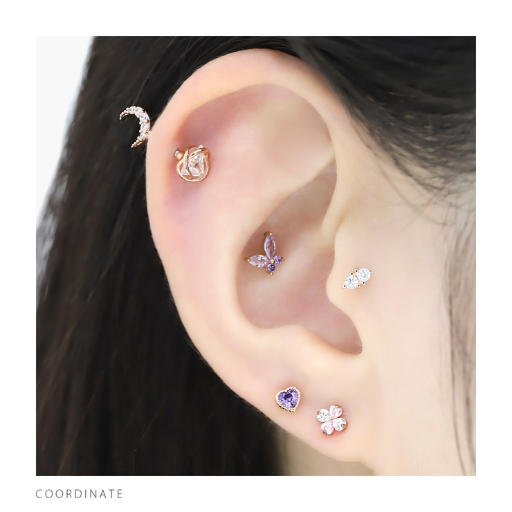 軟骨ピアス ミニ２粒ジュエル立爪キュービックジルコニア ボディピアス | ボディピアス専門店凛RIN | 詳細画像6 